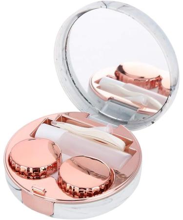 Portable Contact Lens Container with Mirror - Travel-Friendly Soaking Case & Eye Care Kit in Pink | Marble Design - Buy Online on GoSupps.com
