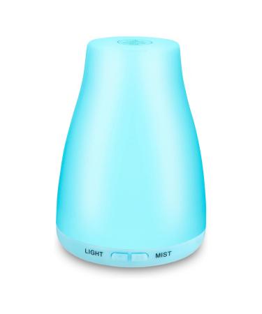 Trace 100ml Home Aromatherapy Small Essential Oil Diffuser Electric Cool Mist Air Diffuser with USB Power Cord 7 LED Color Changing Suitable for Small Room Bedroom Office Desk Light Blue