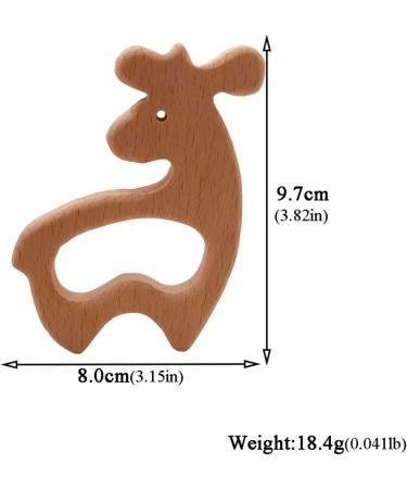 Wendysun 10pcs Cartoon Wood Teether: Natural Deer Shape Baby Teething Toy - Buy Online on GoSupps.com