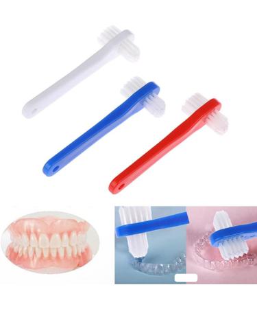 Healvian Denture Brush Toothbrush 3Pcs - Dual Head Hard Cleaning for False Teeth - Buy Online on GoSupps.com
