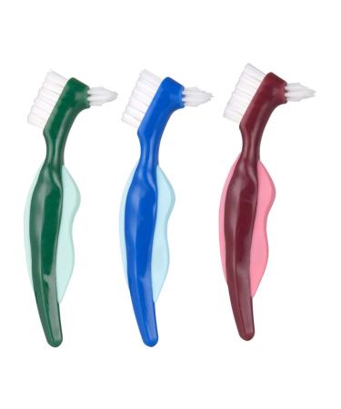 Partykindom 3st double -headed false toothbrush prosthesis brush bathing brush for prostheses false dental care double -sided toothbrush prosthesis cleaning brush repair tool adhesive