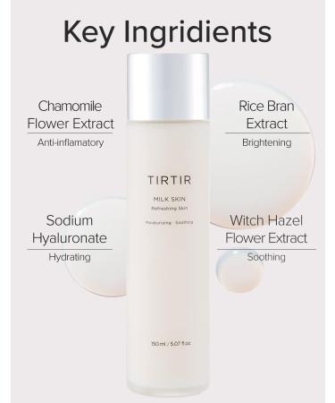 TIRTIR Milk Skin Facial Toner 5.07 fl.oz - Witch-Hazel & Rice Extract Moisturizer for Smooth & Glowing Skin - For All Skin Types - Buy Online on GoSupps.com