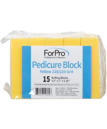 ForPro Yellow Pedicure Block 220/220 Grit Three-Sided Nail Buffer - 15 Count - Buy Online on GoSupps.com