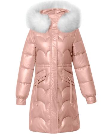 Pink Padded Jacket for Women | Slim Fit Faux Fur Parka with Hood | Winter Warm Outwear (Size: Medium) - Buy Online on GoSupps.com