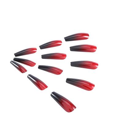 Brishow Coffin Artificial Nails - Halloween Press-On Long Black Red Ballerina Acrylic False Nails (24PCs) for Women & Girls - Buy Online on GoSupps.com
