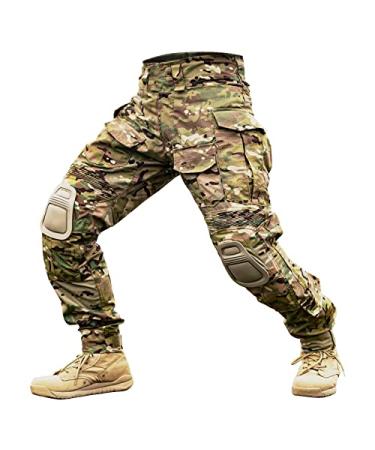 DRAGON EDGE rip Stop Combat Airsoft Pants Water Proof g3 Tactical Pants with Knee Pads Paintball Pants 3X-Large Multi Camo
