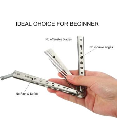 Butterfly Scissors Comb Stainless Steel 3D Color Titanium Comb Practice Butterfly Scissors Foldable Practice Comb - Buy Online on GoSupps.com