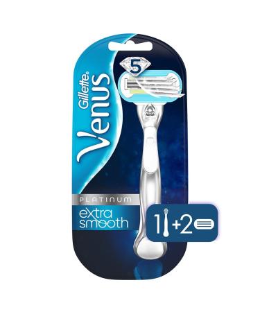 Gillette Venus Deluxe Smooth Platinum Razor for Women - Metal Handle with Anti-Slip Grip + 2 Refills - Buy Online on GoSupps.com