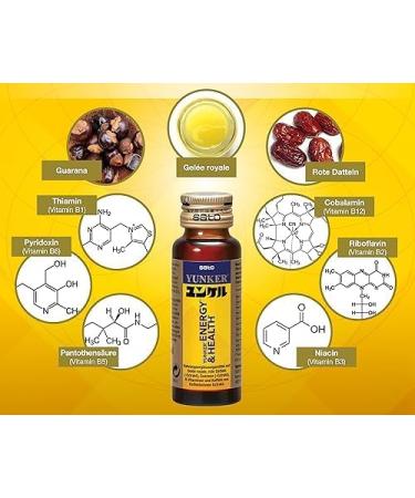 Sato Pharmaceutical Yunker Energy & Health 10 x 30 ml Nutrient tonic with zes vitamines plantenextracten & royal jelly - Buy Online on GoSupps.com