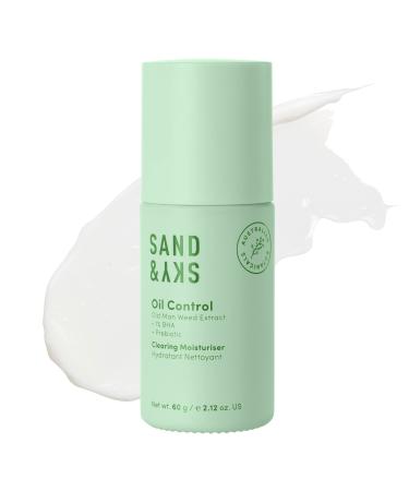 Sand & Sky Oil Control Clearing Moisturizer - Daily Lightweight Face Gel for Oily Acne Prone Skin | Hydrates Soothes Redness Reduces Pores | Salicylic Acid Aloe Vera Vitamin C E Antioxidants