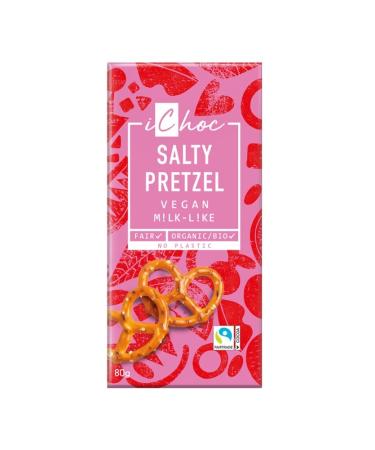 Chocolate vegano con trozos de Pretzel 80g Ichoc