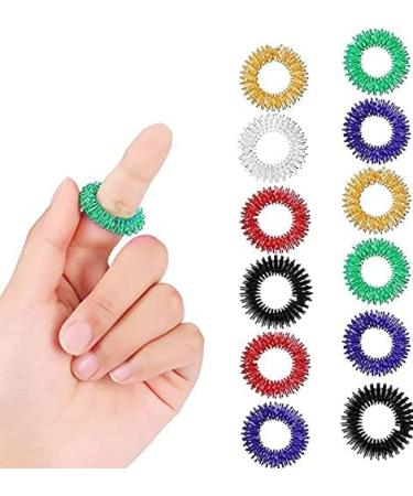 12 pieces acupressure ring massage rings for finger finger massage ring finger massage ring/acupressure ring finger set for children adults fear patients high work pressure (multi -colored)