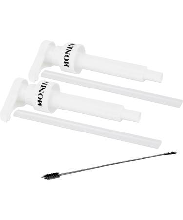 Set of 2 Monin 0.7L Glass Syrup Pumps - 10ml Dosing Pump + 1 Free ZZ-Clan Cleaning Brush Compatible with Pump Riser Tube - Buy Online on GoSupps.com