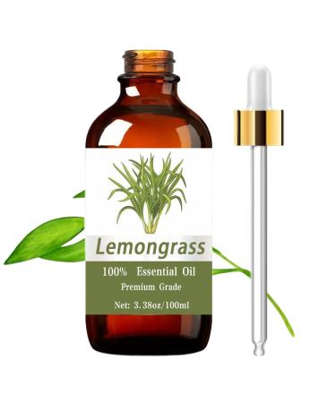 Lemongrass Essential Oil 100ml/3.38 Fl.Oz 100% Pure Care Grade for Nail Hair & Skin Care Massage Diffusers Humidifier Moisturizing for Men & Women Girls Gift Christmas Gift
