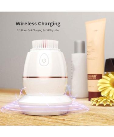 Sonic Vibrating Facial Cleansing Brush - 2 Brush Heads with 4 Modes IPX6 Waterproof Wireless Charging for Face Cleaning Exfoliating and Massaging Egg Shape White - Buy Online on GoSupps.com