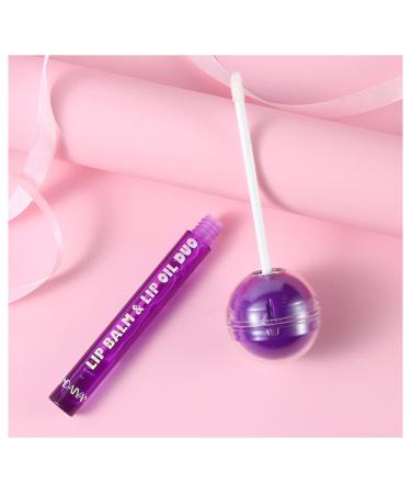 AKARY Lollipop Chamele Lip Gloss and Lip Balm Combo - Purple | Moisturizing Chapstick and Lip Oil Duo for Women and Girls - Buy Online on GoSupps.com