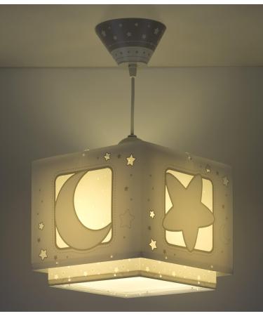 Dalber Fluorescent Hanging Lamp Moon and Star - Grey 63232E | Stylish Kids Lighting for Global Shipping - Buy Online on GoSupps.com