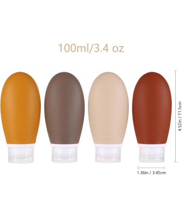 LIYUABU Silicone Travel Bottles 4 Pack 100ml Leak Proof Squeeze Refillable Portable Empty Travel Bottles Accessories Containers for Toiletries Shampoo Conditioner Lotion BPA Free TSA Approved 100ml Brown - Buy Online on GoSupps.com