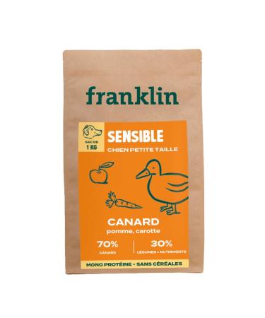 Franklin – Grain-Free Dog Food – Protein Range – with 70% Duck – Mono-protein – Easy Digestion – Size 8mm – 6 kg