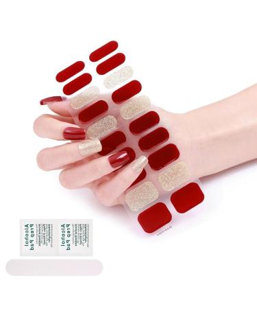 20 Sticker Semi Cured Gel Strips Gel Nail Full Wraps Strips Gel Nail Stickers UV/LED Lamp Required Nail Wrap Semi Cured Gel Nail Strips Pedicure Semi Cured Gel Nail Strips Starter Kit Semi BSS83