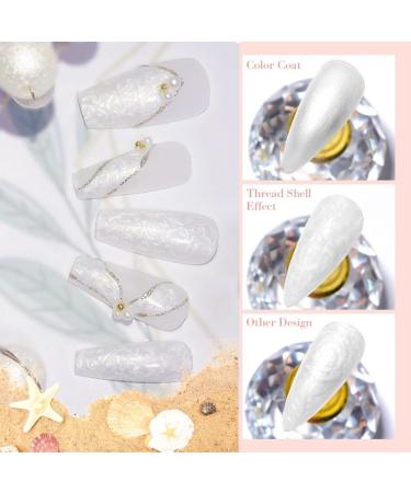 NAILGIL Pearl Gel Nail Polish Set Mermaid Gel Polish White Pink Blue Green Yellow Aurora Shimmer Nail Drawing Soak Off Led Gel for Swirl Shell Thread Pearlescent Iridescent Effect Set Pearl Set - Buy Online on GoSupps.com