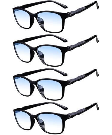 Eyglajdd Reading Glasses for Men Women Matt Finish TR90 Lightweight Reading Aid Blue Light Filter Glasses 4 Pack Black 1.5 x