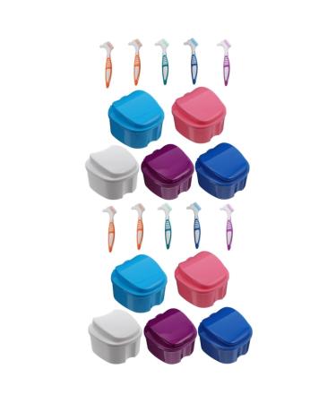 Lurrose plastic container 20-part box set for artificial toothbrushes plastic-to-go container plastic container soft bristle cleaning brush prosthesis detective travel containers different colors x 2 pieces 8.7x8cmx2pcs