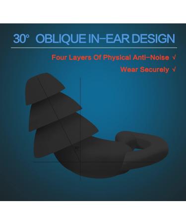 2 Pack Noise Cancelling Ear Plugs for Sleeping | Washable Hearing Protection for Travel Concerts & Swimming - Black - Buy Online on GoSupps.com