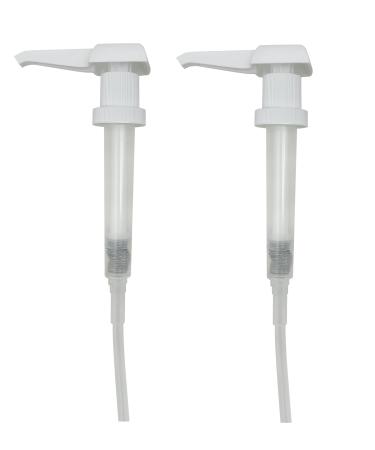 64oz Bottle White Pump Dispenser Long Tube with Trimmable Design for Chocolate Caramel Compatible with Torani Da Vinci Ghirardelli (87 to 90oz) and other 64oz Sauce Bottles (2 Pack)