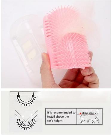 Bobozhong Cat Brush Set - 2 Large Self-Grooming Brushes for Cats | Wall Corner Cat Groomer with Catnip & Screws - Pink & Red - Buy Online on GoSupps.com