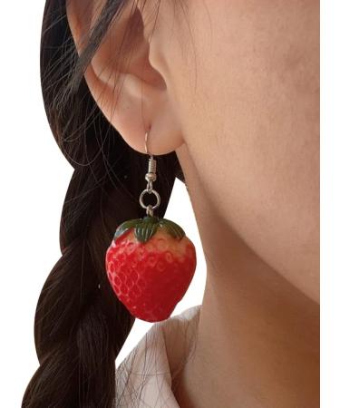 Delicate Resin Strawberry Earrings Simulation Fruit Earwears for Any Occasion 1 - Buy Online on GoSupps.com