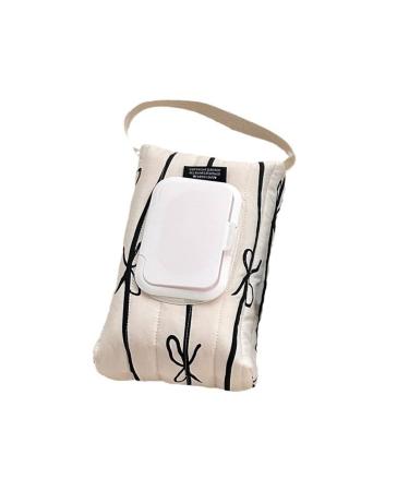 Multipurpose Cotton Wet Wipe Pack with Striped Designs Convenient Storage Case with Elegant Bowknot Home Organization White