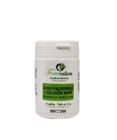 Marine Collagen + Hyaluronic Acid Hydrated Skin and Strong Joints - Vitamins E and C - 60 Capsules Made in France