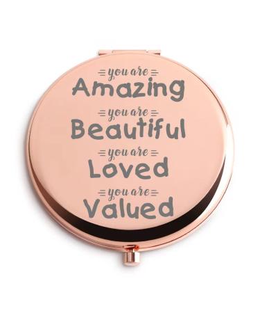 Inspirational Gifts for Women Makeup Mirror Rose Gold Birthday Christmas Personalized Gifts for Girluntfriend Wife Teen Girl Daughter Sister Niece Granddaughter Mom Grandma A