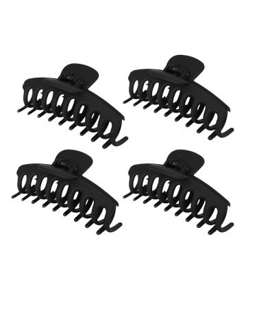 Chic & Sleek Hair Claw Clips for Women  Strong Hold Hair Clip for Thick Hair  4 Inch Non-Slip Fashion Colorful Hair Styling for Girls (1. Black)