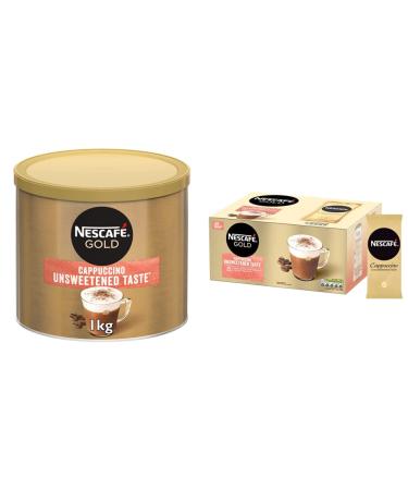 Nescafe Gold Cappuccino Unsweetened Taste Instant Coffee Tin 1 kg & NESCAFE Gold Cappuccino Unsweetened Taste Sachets - 50 x 14.2g