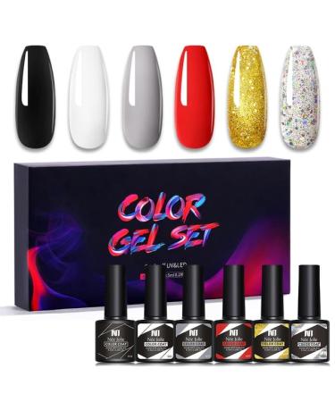 Nail Polish Gel 6Pcs/Set x8.5ml Soak Off Gel UV LED Semi Permanent Varnish for Nail Art 100Colors for Base Top Coat Gifts - (Color: STE23)