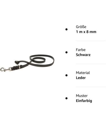 Copcopet Black Dog Leash - Premium Cowhide Soft Drag Line with Chroma Carabiner | Braided Leather Dog Accessories Made in Germany (1m x 8mm) - Buy Online on GoSupps.com