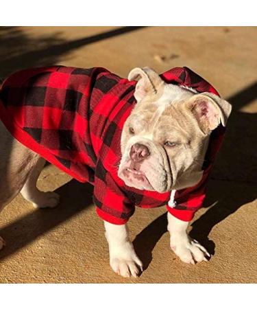 Plaid Dog Hoodie Pet Clothes Sweater with Hat - X-Large Red - Buy Online on GoSupps.com
