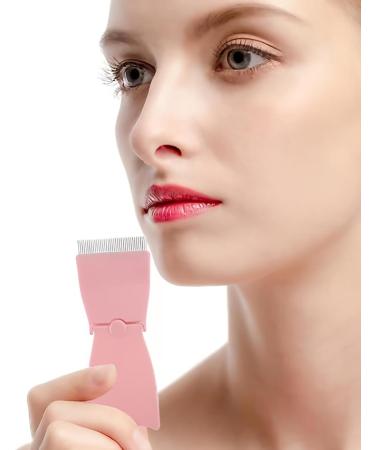 SHANPIN Stainless Steel 2pc Eyelash Comb Pink Makeup Applicator & Eyebrow Grooming Brush Tool - Buy Online on GoSupps.com