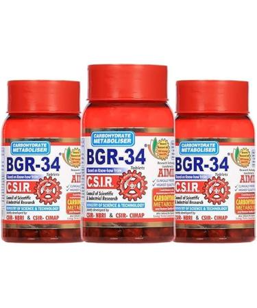 Pack of 3 Artcollectibles IndiaBGR-34 Tablets | Carbohydrate Metaboliser | BGR34 | BGR-34 | bgr34 | BGR 34 | BGR 34