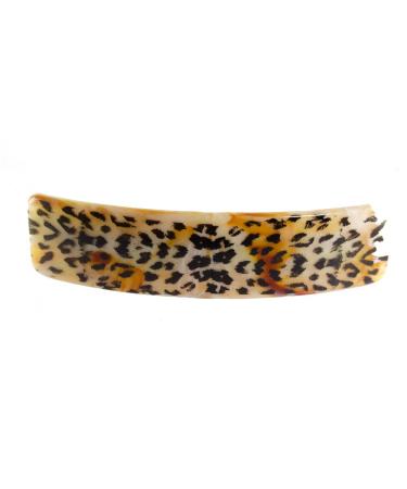 1pc patent clasp rectangle XL 13x3cm in amber with leopard print - Made in Germany - WeLoveBeads