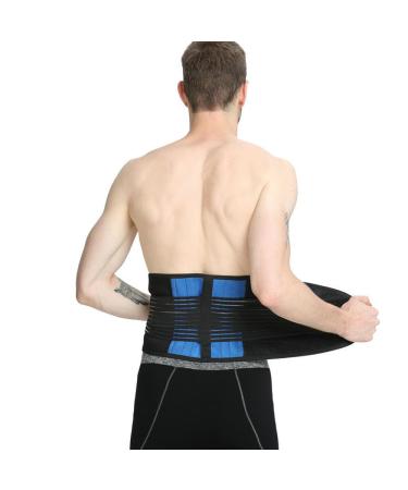 Bagwell Deluxe Double-Pull Neoprene Lumbar Support Belt - Lower Back Support Brace - Exercise Belt (Black and Blue Large) Large Black and Blue