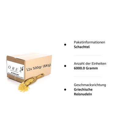 Buy KRITHARAKI | Authentic Greek Rice Noodles Pasta Bulk Pack 12x500g (6kg) - International Shipping Available - Buy Online on GoSupps.com
