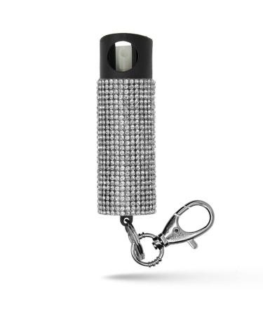 Guard Dog Bling-it-On Pepper Spray  Fashionable Key Holder - 16ft (5m) Spray Range - Glitter Pepper Spray White