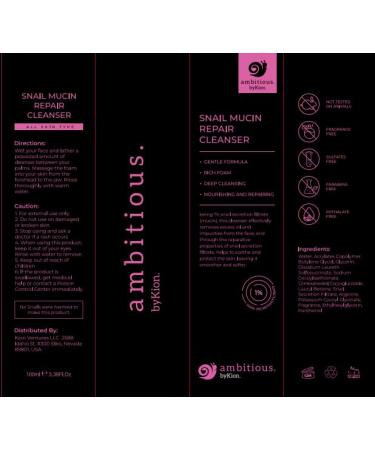 Ambitious Snail Mucin Cleanser 100ml | Hydrating Gel Cleanser for All Skin Types | Deep Cleanse with 1% Snail Secretion | Asian Skincare - Buy Online on GoSupps.com