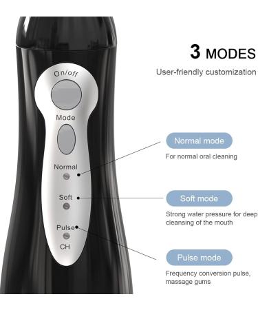 Cordless Water Flosser - USB Rechargeable, IPX7 Waterproof, 3 Modes, 3 Jet Tips, Tongue Scraper - Black - Buy Online on GoSupps.com