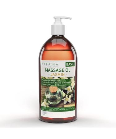 KitaMa massage oil aroma jasmine - body oil for massages - care oil - aroma oil - nourishing relaxation oil - Thai - 1000ml (1 -liter) Jasmin 1 l (1 Pack)