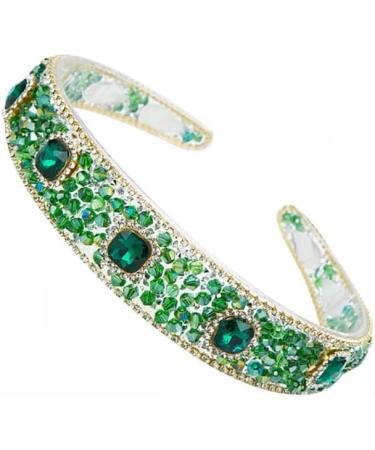 Crystal Rhinestone Headbands Velvet Padded Wide Headwear Diamond Beaded Bling Hairbands Non-slip Hard Headbands for Women Girls Daily Wearing Party Wedding Hair Accessories (Emerald) - Buy Online on GoSupps.com
