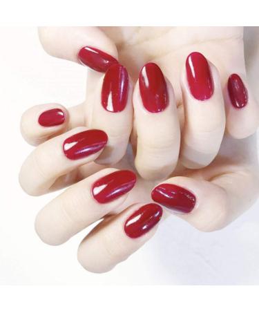 Yizaca Glossy Oval Red Short Press on Nails - 24Pcs Set D for Women and Girls - Buy Online on GoSupps.com